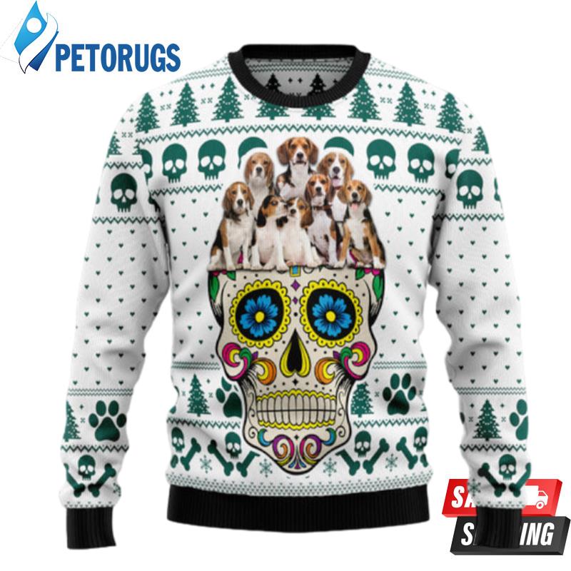 Sugar Skull Beagles Ugly Christmas Sweaters