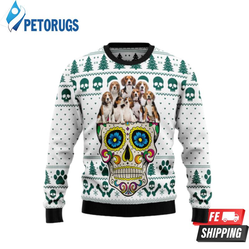 Sugar Skull Beagles Ugly Christmas Sweaters