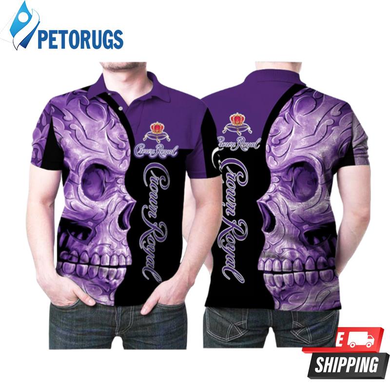 Sugar Skull Crown Royal Purple Flower Pattern Polo Shirts