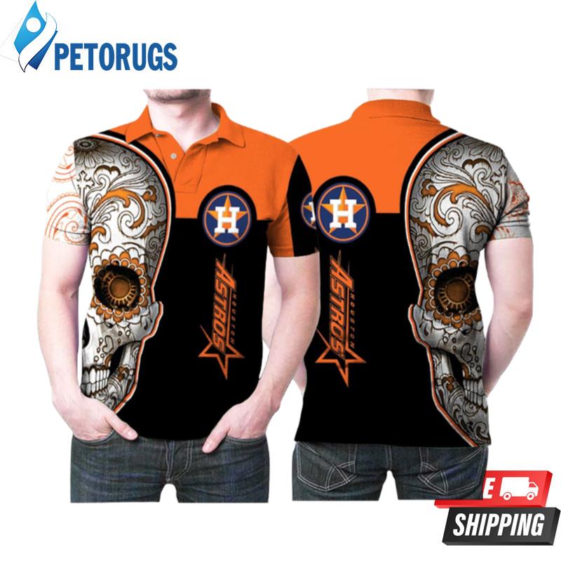 Sugar Skull Houston Astros Flower Pattern Polo Shirts - Peto Rugs
