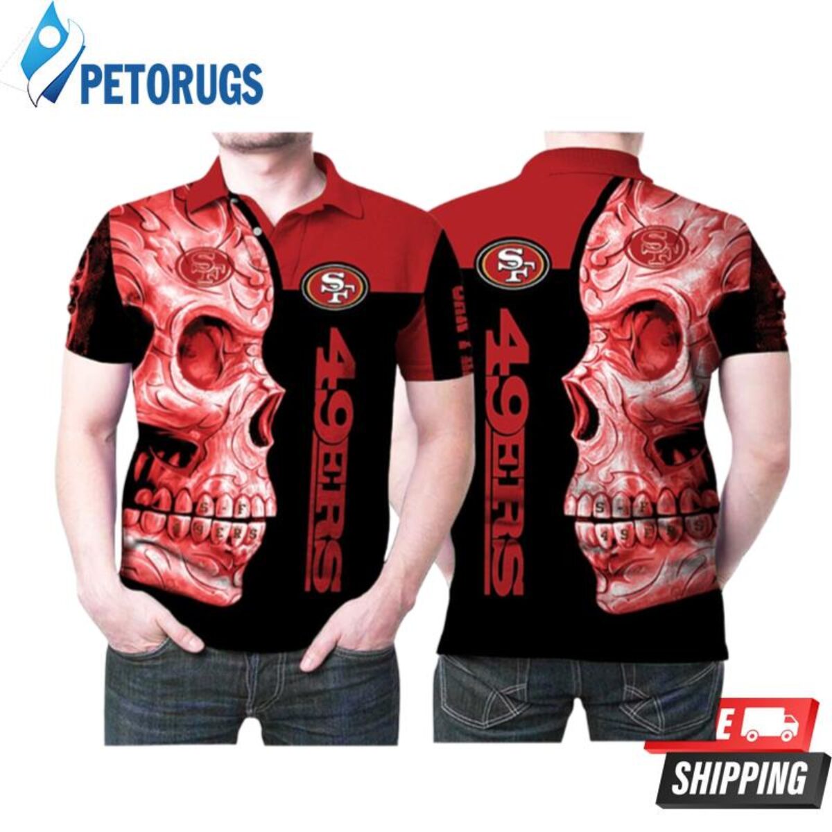 San Francisco 49ers Skull Flower For Fans Personalized Polo Shirts