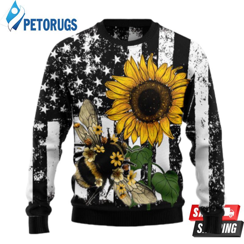 Sunflower Bee Ugly Christmas Sweaters