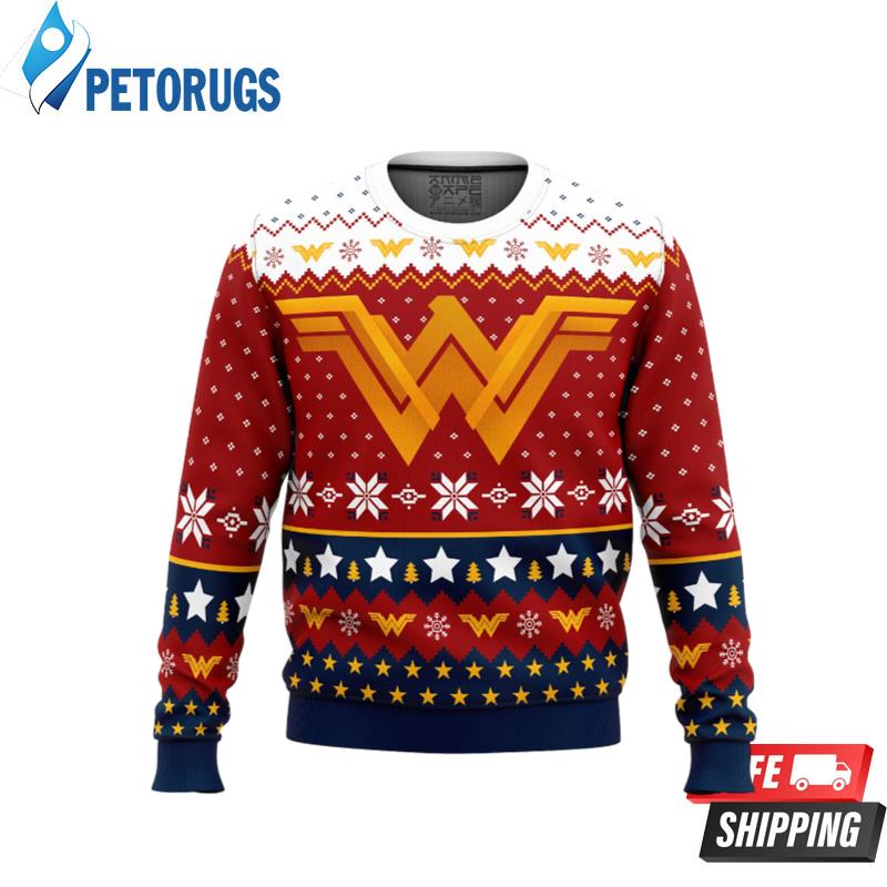 Super Heroes Wonder Woman Christmas Ugly Christmas Sweaters