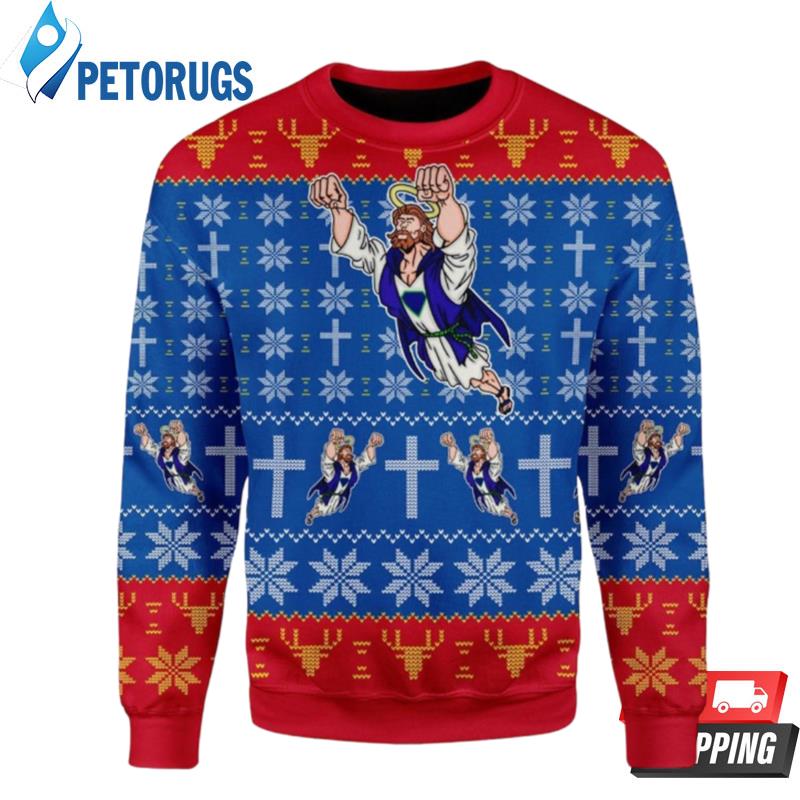 Super Jesus Ugly Christmas Sweaters