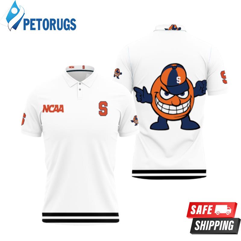 Syracuse Orange Ncaa Classic White With Mascot Logo Polo Shirts