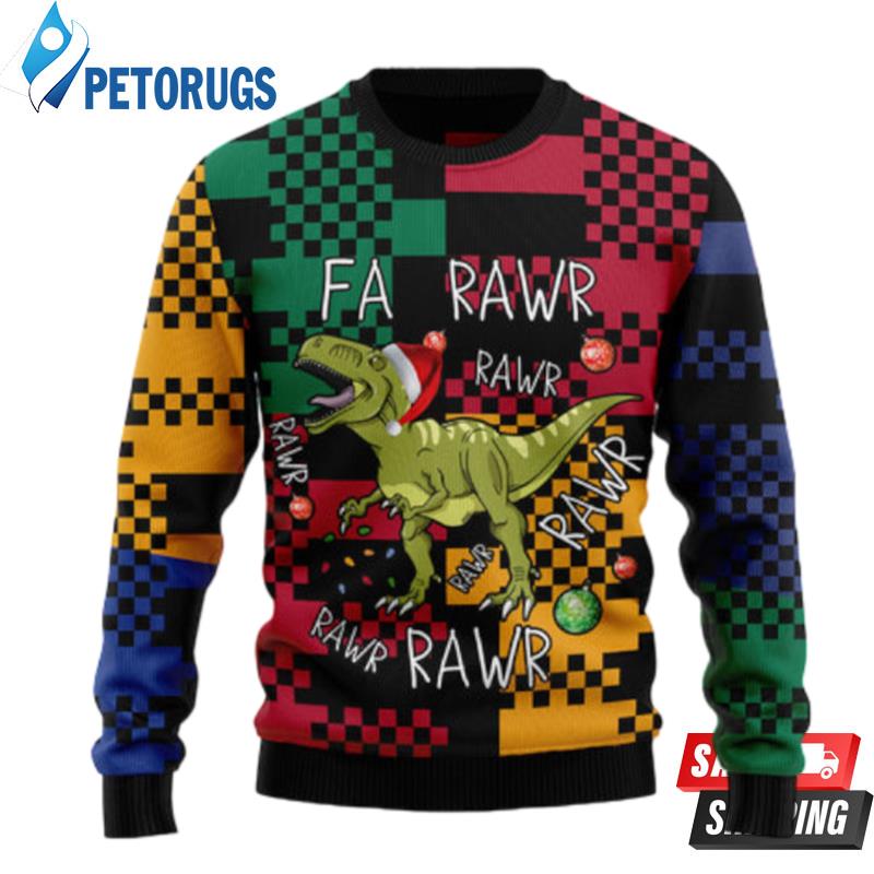 T Rex Rawr Rawr Rawr Christmas Ugly Christmas Sweaters