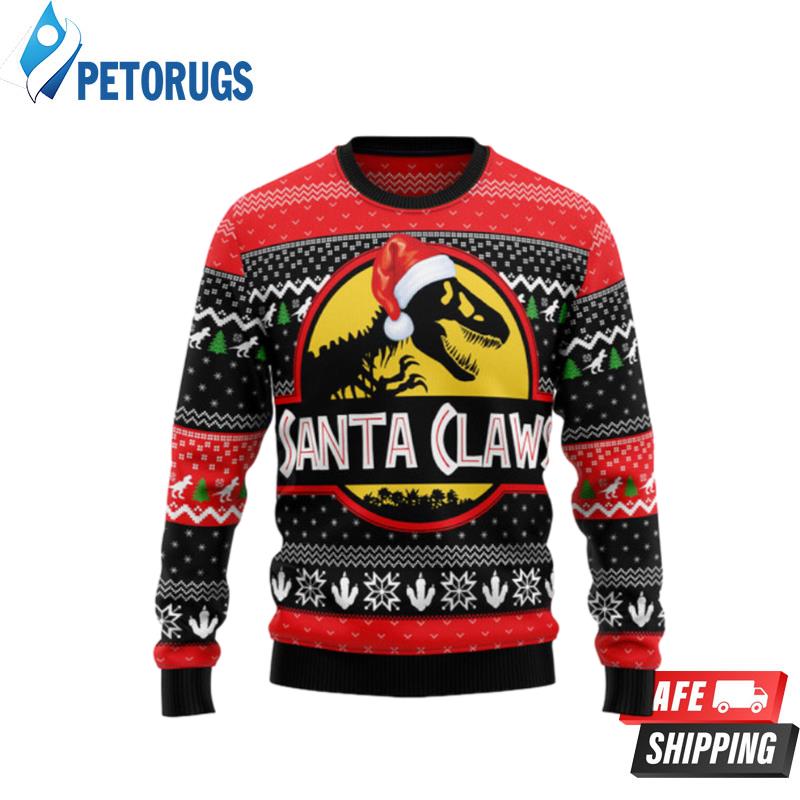 T Rex Santa Claws Ugly Christmas Sweaters