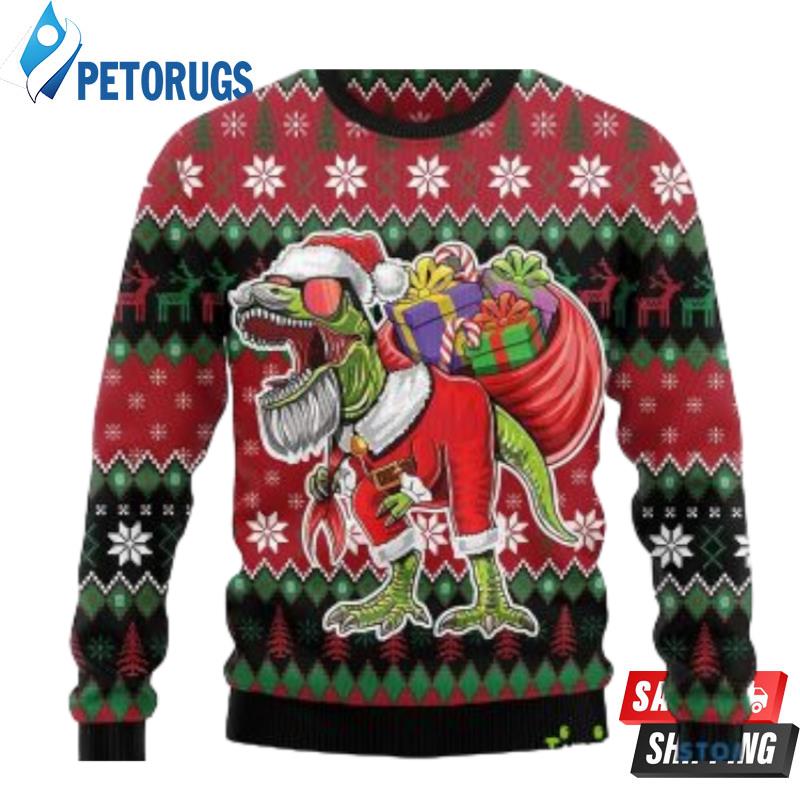 T Rex Santa Ugly Christmas Sweaters