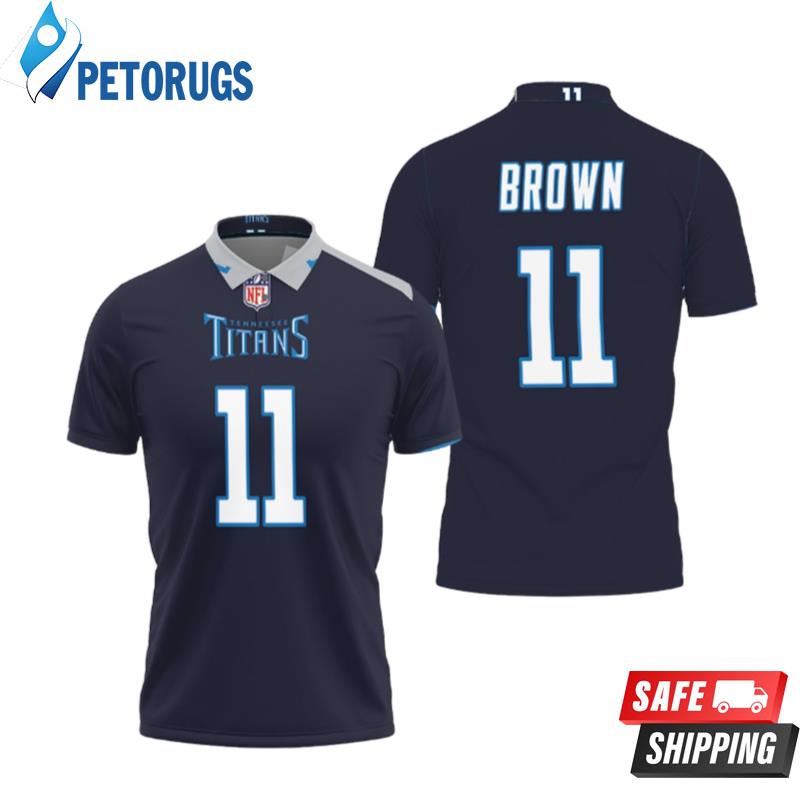 Tennessee Titans A J Brown #1 Nfl New Game Navy 2019 Polo Shirts