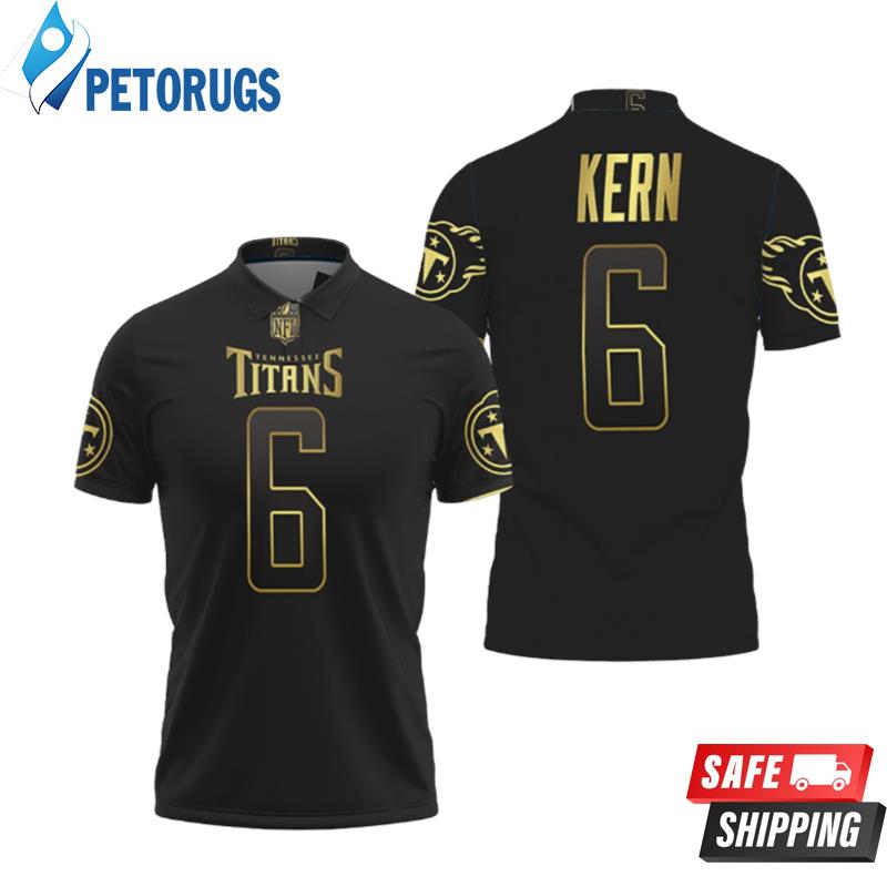 Tennessee Titans Brett Kern #6 Nfl America Football Team Logo Black Golden Edition Polo Shirts