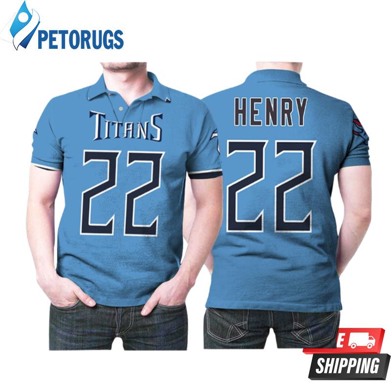 Tennessee Titans Derrick Henry 22 Youth Game Light Blue 2019 Style Polo Shirts