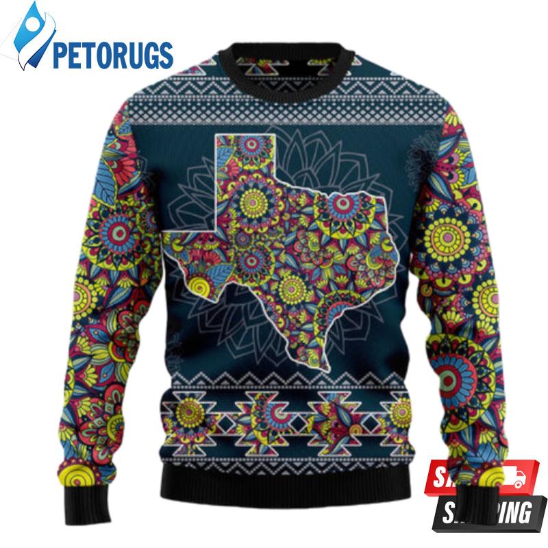 Texas Blue Mandala Ugly Christmas Sweaters