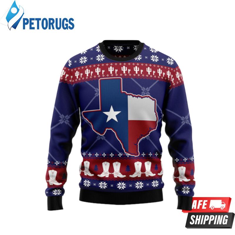 Texas Map Symbols Pattern Ugly Christmas Sweaters