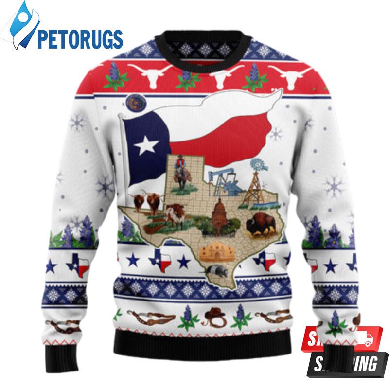 Texas Our Texas Bluebonnet Ugly Christmas Sweaters