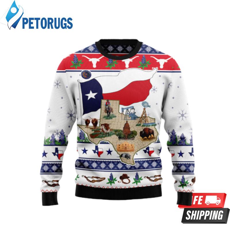 Texas Our Texas Bluebonnet Ugly Christmas Sweaters