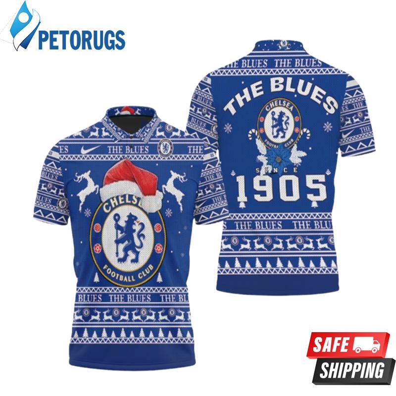 The Blues Chelsea Football Club Ugly Christmas Polo Shirts