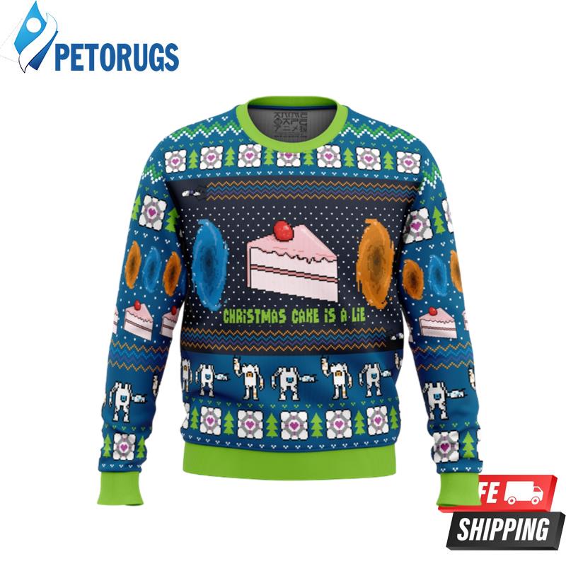 The Christmas Cake Is A Lie Portal 2 Ugly Christmas Sweaters