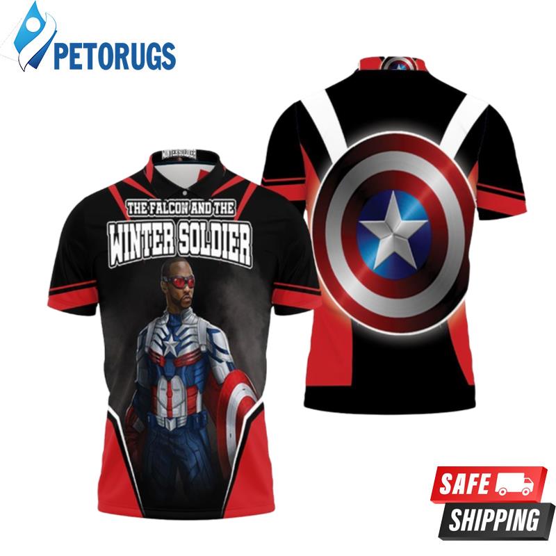 The Falcon New Captain America Wielding Shield Polo Shirts