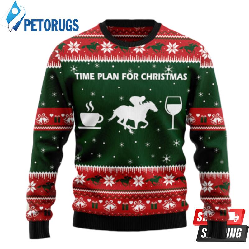 Time Plan For Christmas Horse Racing Ugly Christmas Sweaters