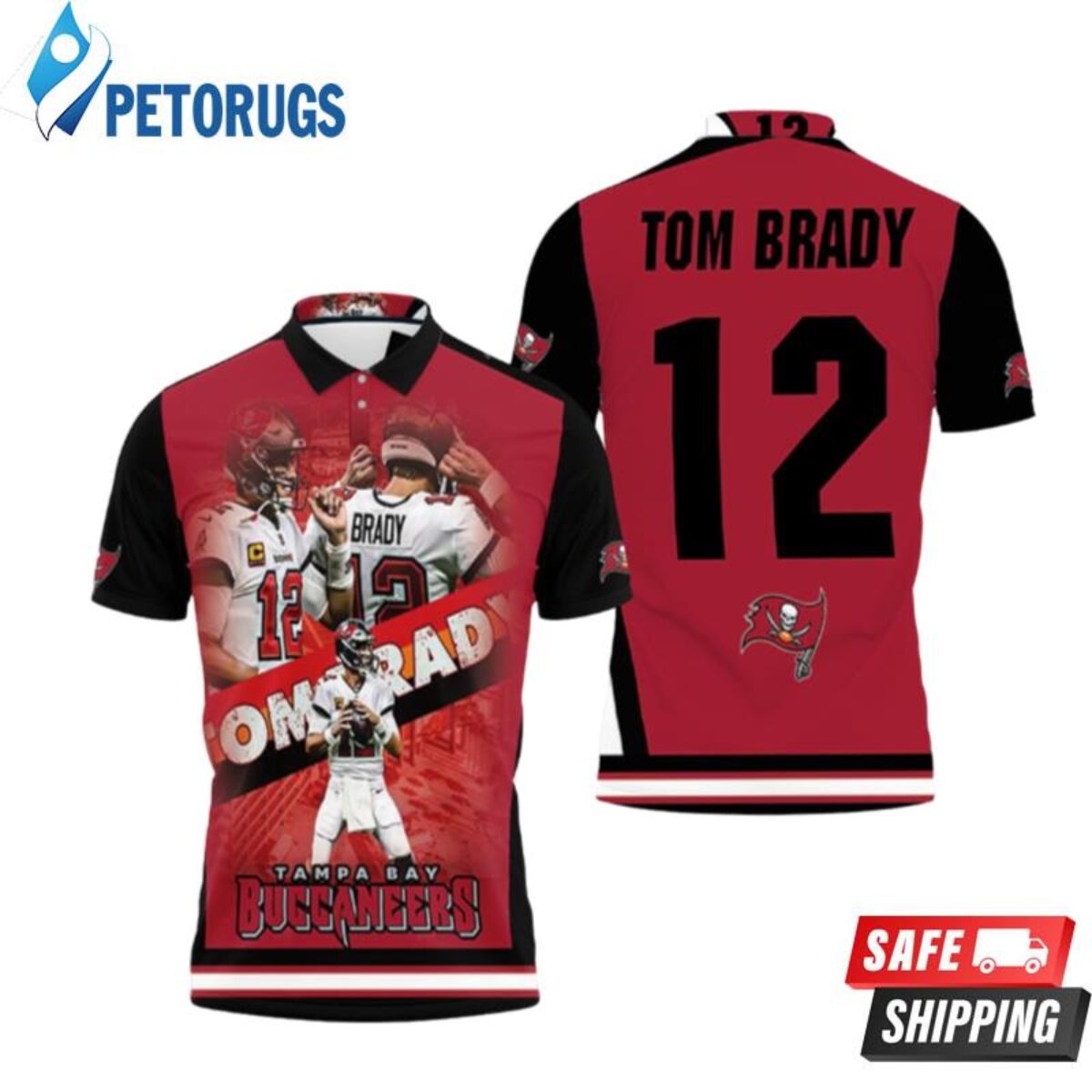 Tampa Bay Buccaneers Tom Brady Running 12 Legend Polo Shirts - Peto Rugs