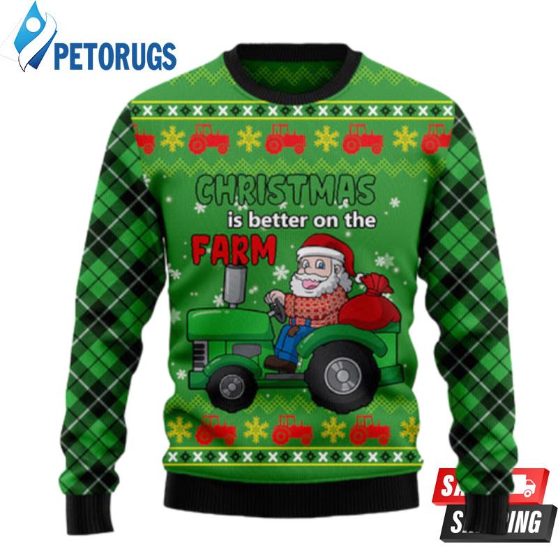 Tractor Santa Ugly Christmas Sweaters