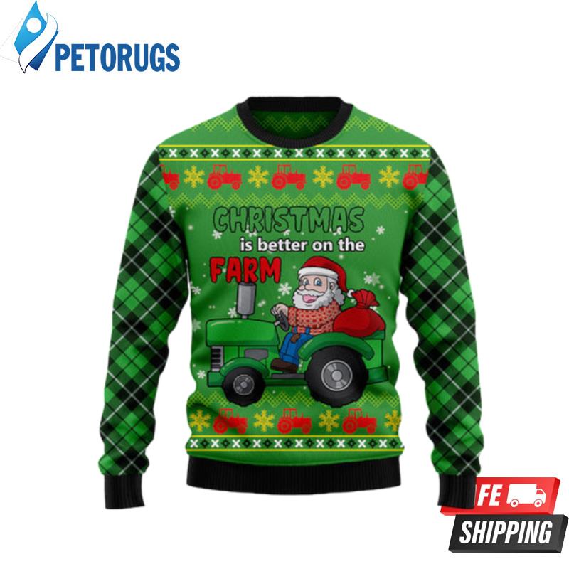 Tractor Santa Ugly Christmas Sweaters