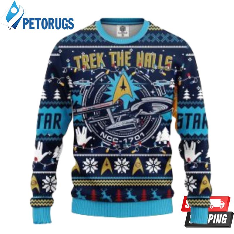 Trek The Halls Knitted Christmas Star Trek Xmas Ugly Christmas Sweaters