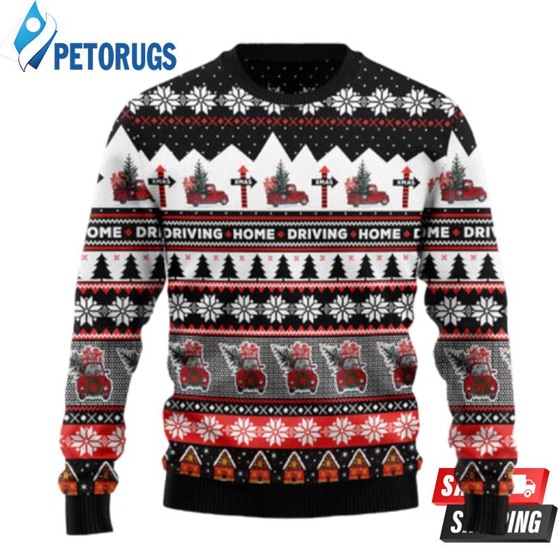 Truck Driving Home Ugly Christmas Sweaters