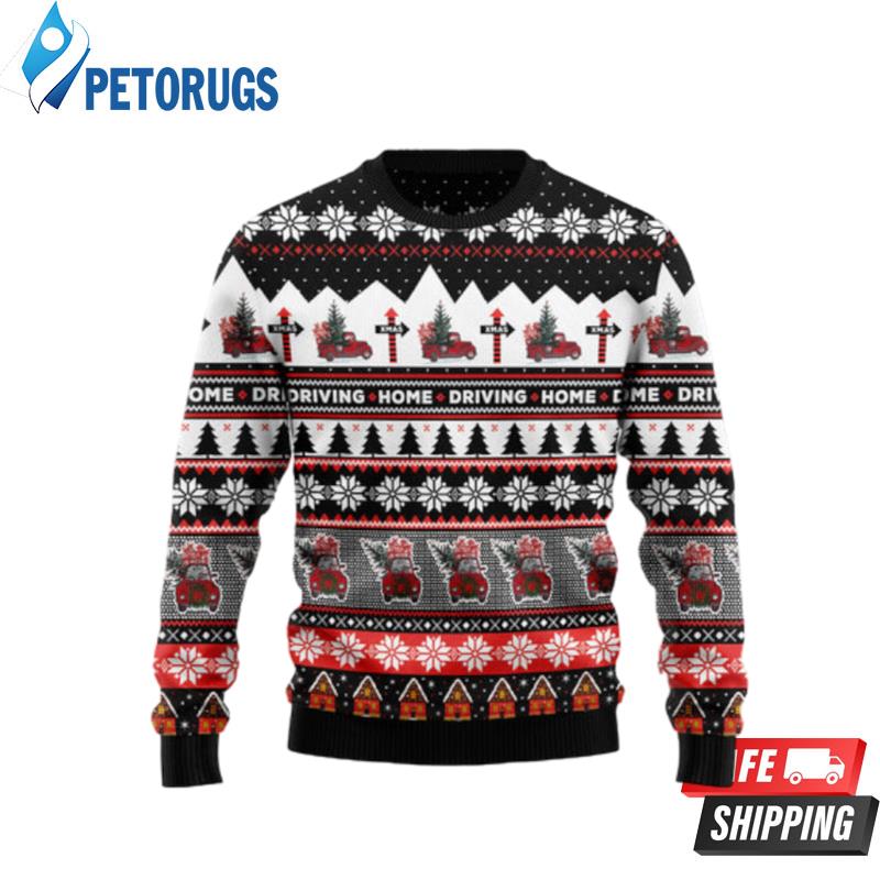 Truck Driving Home Ugly Christmas Sweaters