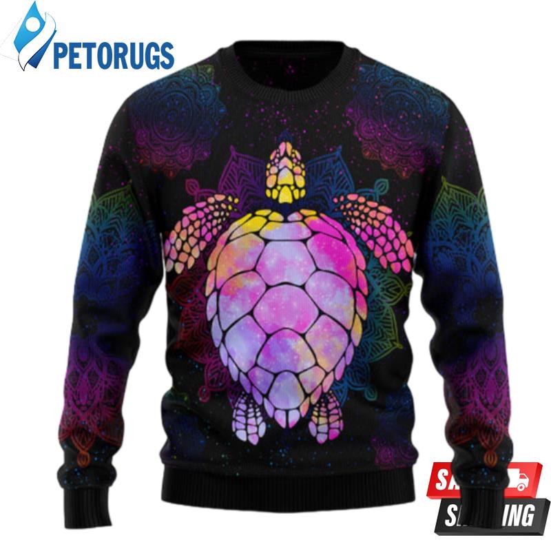 Turtle Purple Mandala Ugly Christmas Sweaters