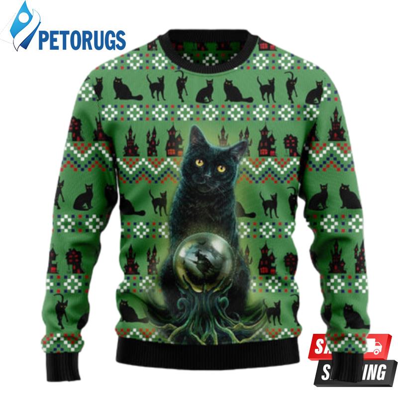 Ugly Black Cat TG5928 Ugly Halloween Sweater Ugly Christmas Sweaters