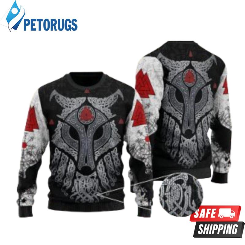 Viking Wolf And Raven Ugly Christmas Sweaters