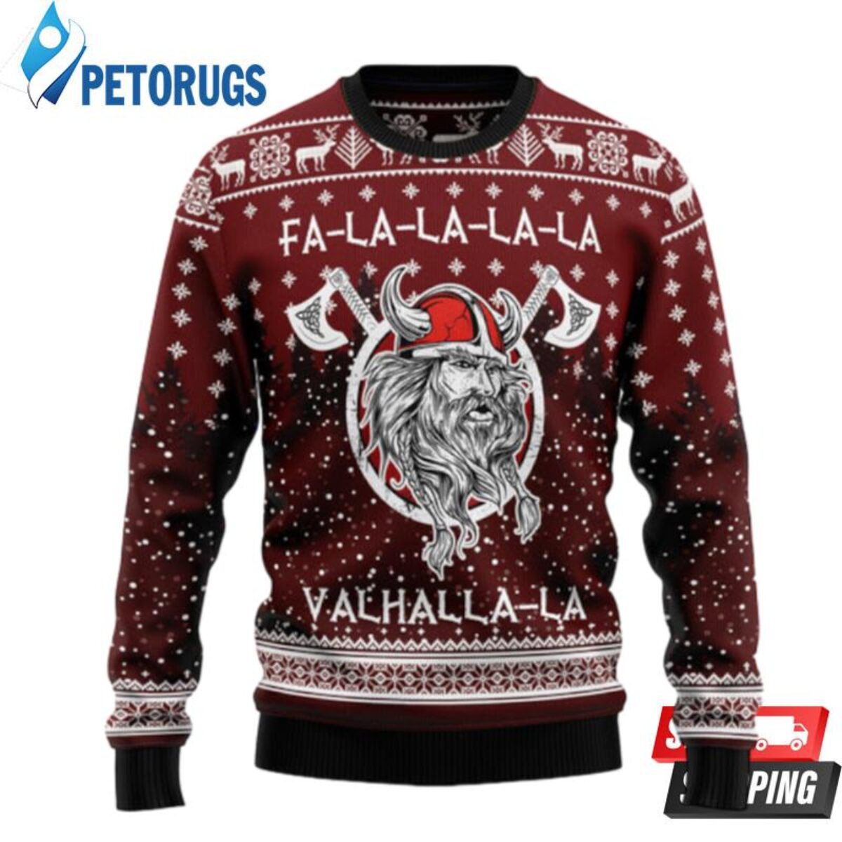 Vikings Fa La La La Ugly Christmas Sweaters - Peto Rugs