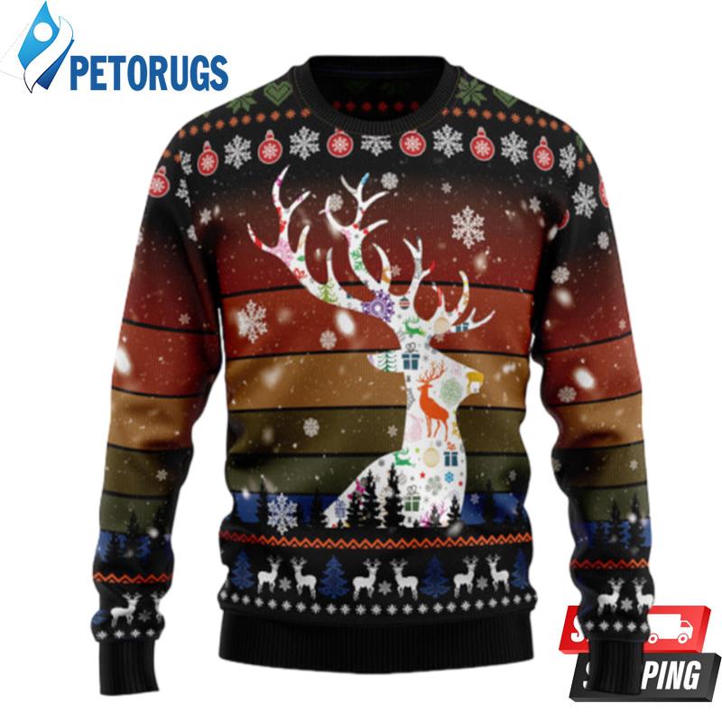 Vintage Background Awesome Deer Ugly Christmas Sweaters