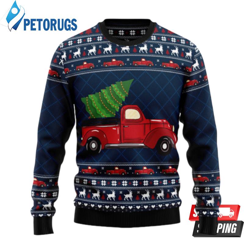 Vintage Red Truck Ugly Christmas Sweaters