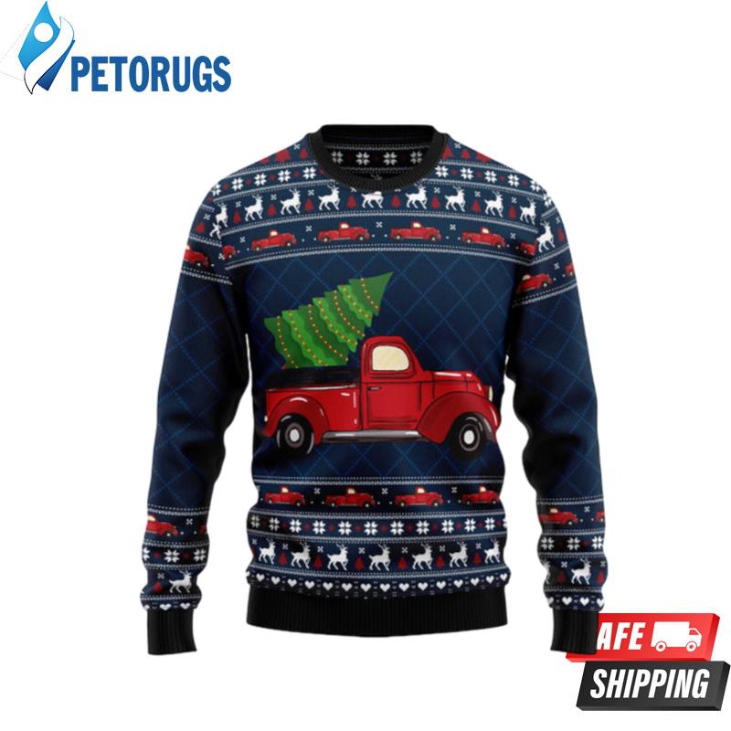 Vintage Red Truck Ugly Christmas Sweaters