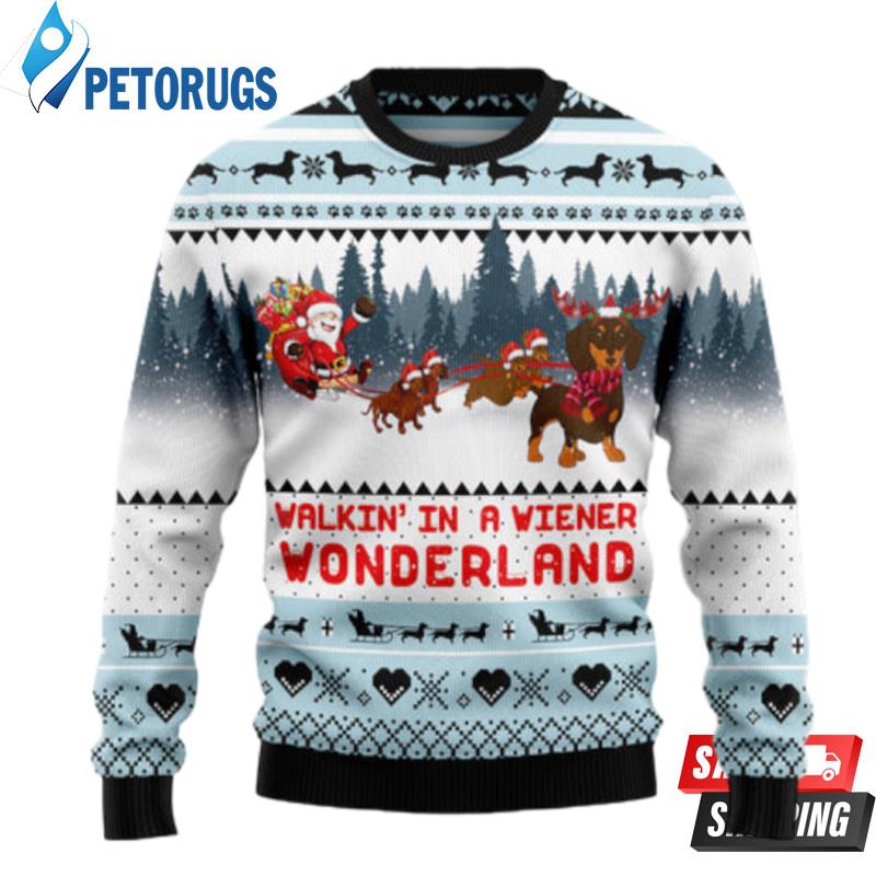 Walking In A Weiner Wonderland Dachshund LoverUgly Christmas Sweaters