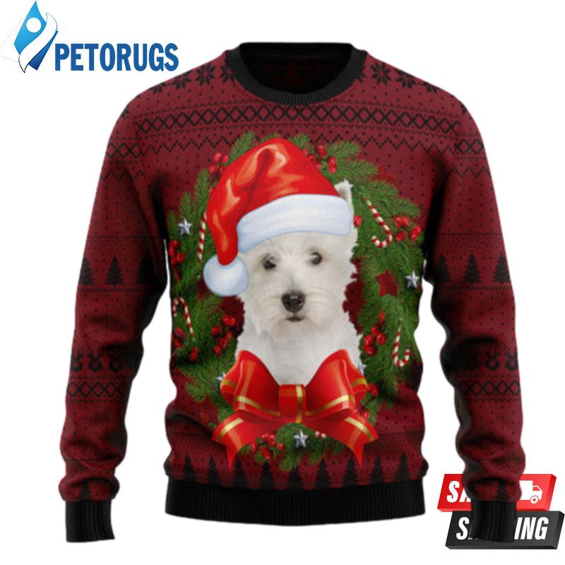 Welsh Highland Terrier Wreath Ugly Christmas Sweaters