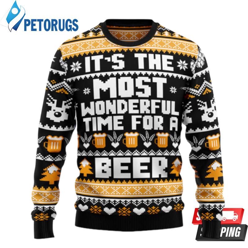 Wonderful Time For A Beer Ugly Christmas Sweaters