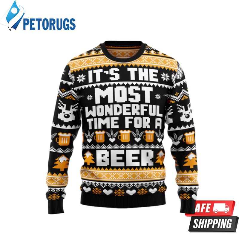 Wonderful Time For A Beer Ugly Christmas Sweaters