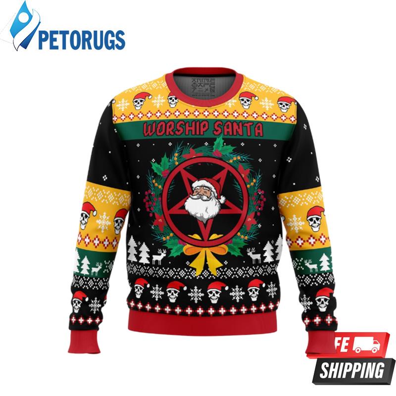 Worship Santa Ugly Christmas Sweaters