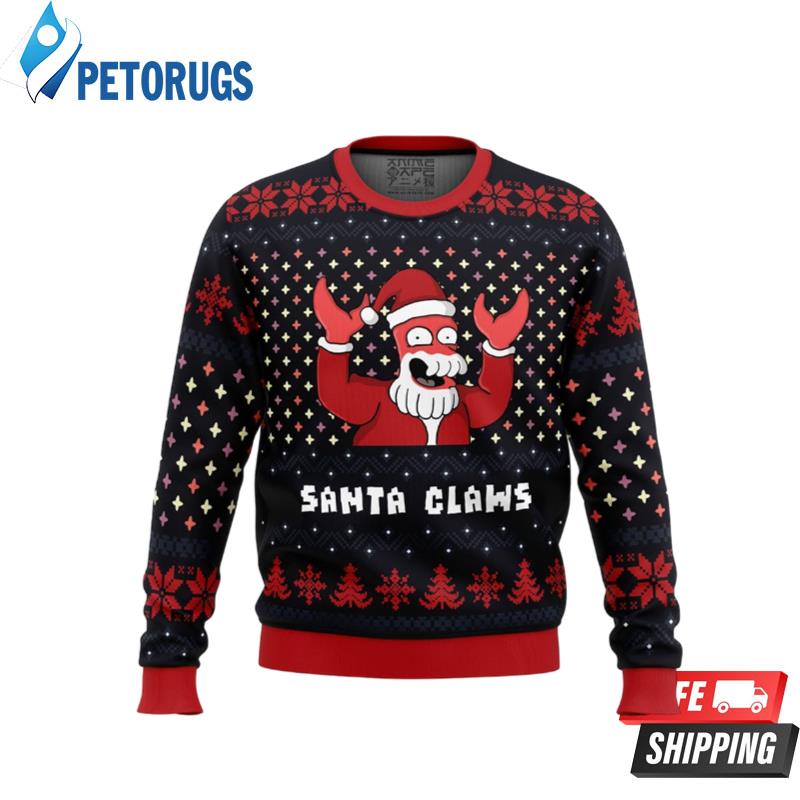 Xmas Ugly sweater Santa Claws Zoidberg Futurama Ugly Christmas Sweaters