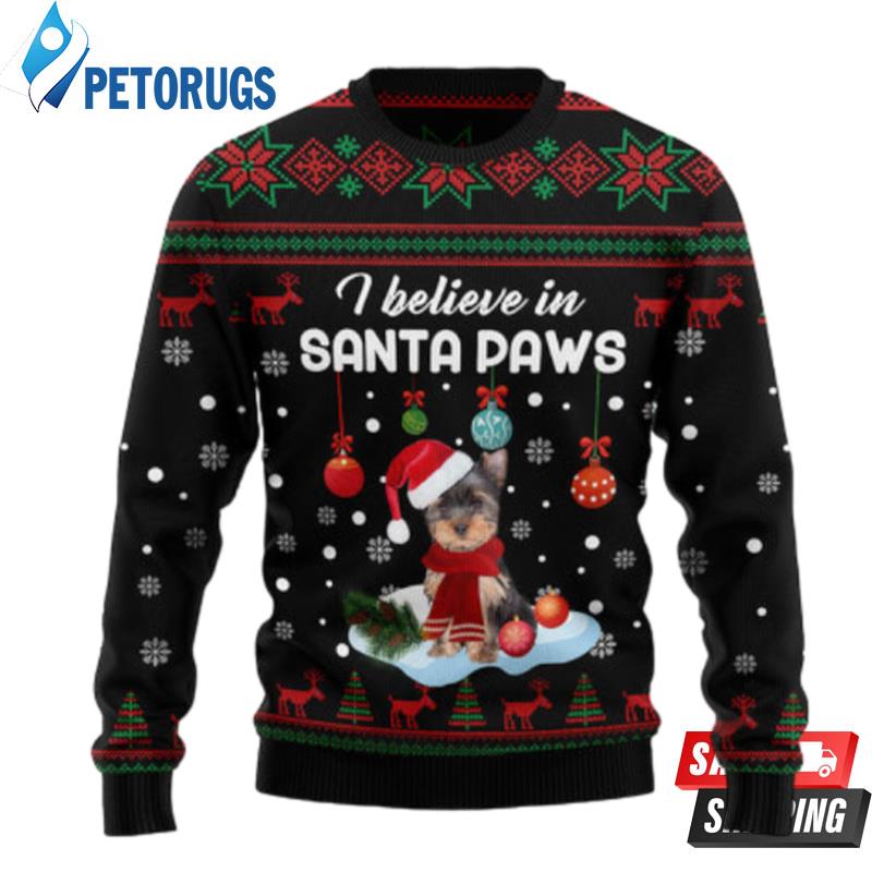 Yorkshire Terrier Santa Paw D2810 Ugly Christmas Sweaters