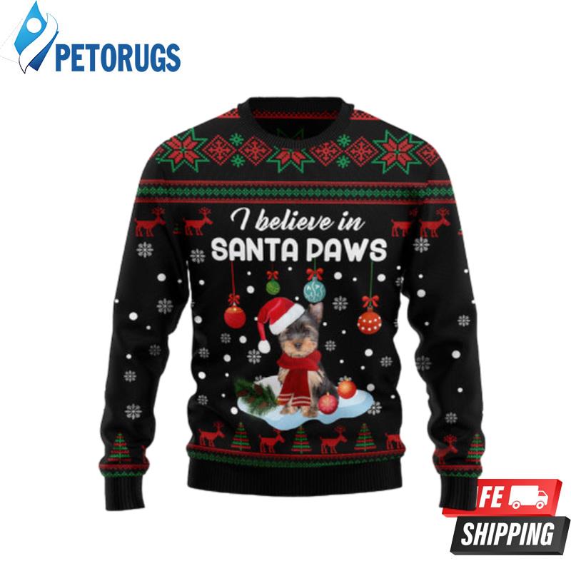 Yorkshire Terrier Santa Paw Ugly Christmas Sweaters