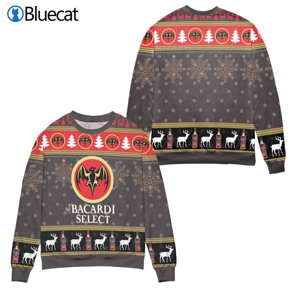 Bacardi Select Reindeer Snowflake Pattern Ugly Christmas Sweaters