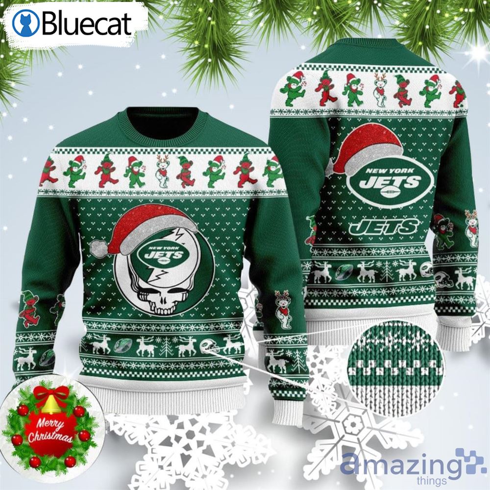 jets-skull-santa-hat-ugly-christmas-sweater-for-fans-1