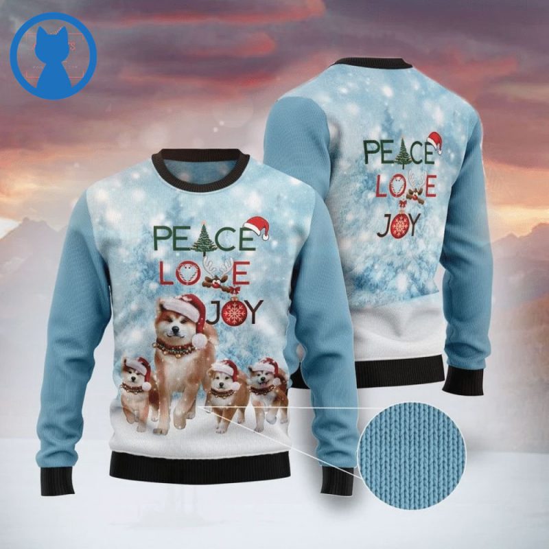 Akita Peace Love Joy Ugly Christmas Sweaters