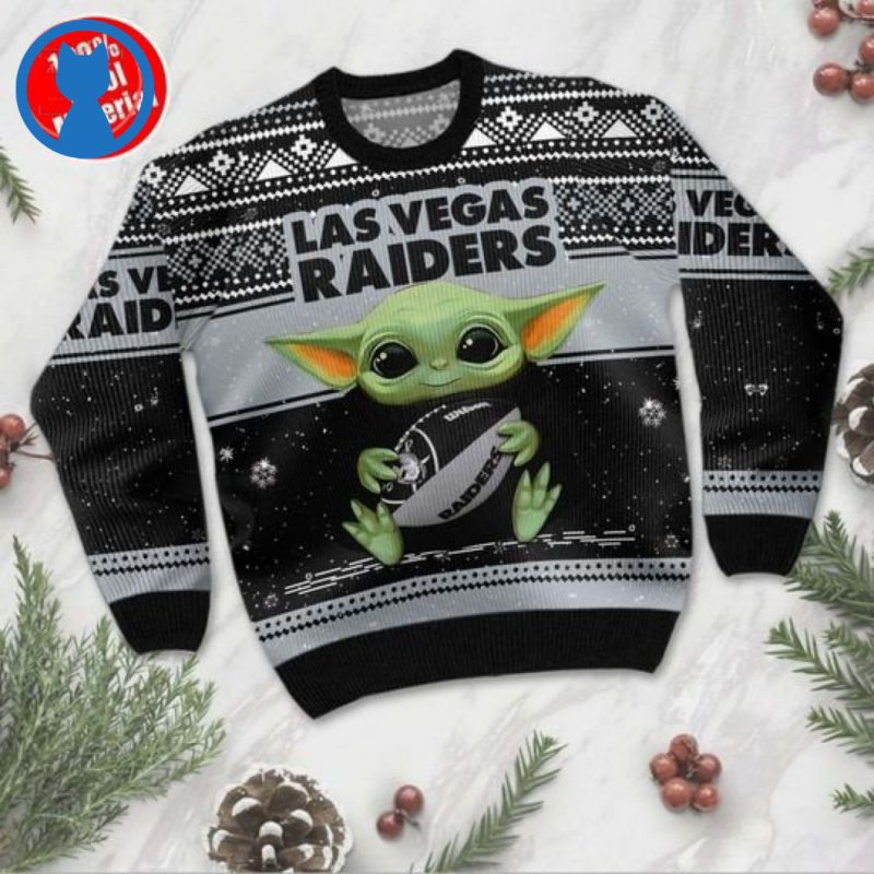 Baby Yoda Las Vegas Raiders Ugly Christmas Sweaters