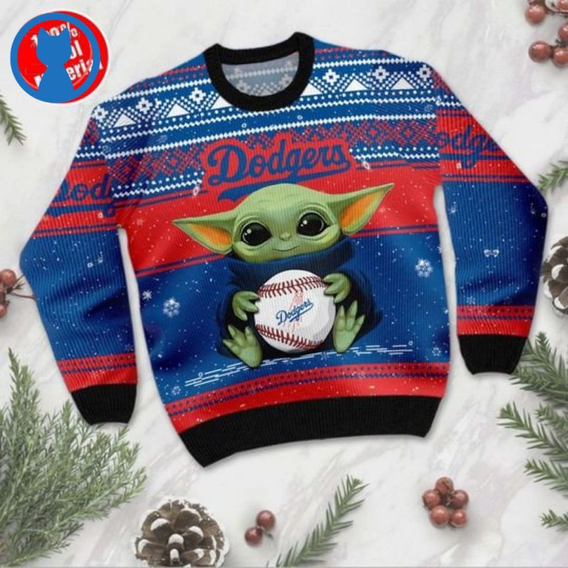 Baby Yoda Los Angeles Dodgers Ugly Christmas Sweaters