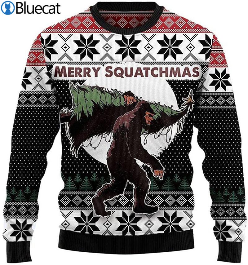 Bigfoot Merry Squatchmas Ugly Christmas Sweaters